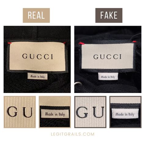 how to tell real gucci clothes from fake|gucci genuine hoodie.